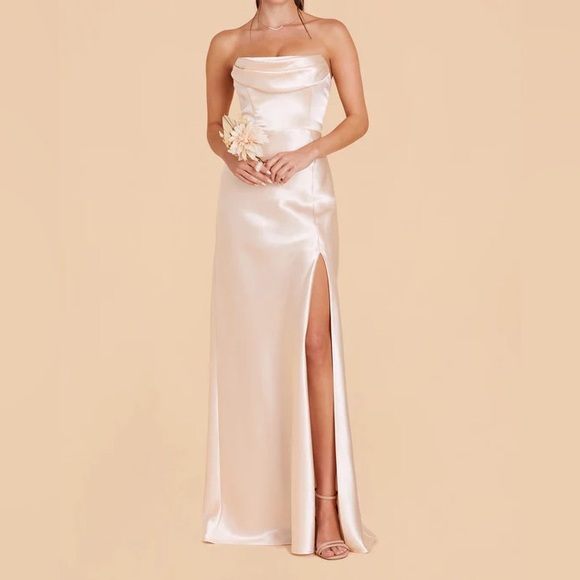 ✨ Birdy Grey Mia Convertible Dress – Champagne Satin | Size Small ✨ - Picture 2 of 4